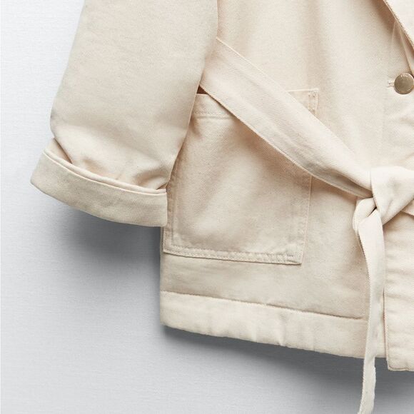 ZARA BELTED DENIM PUFFER JACKET - Picture 10 of 11